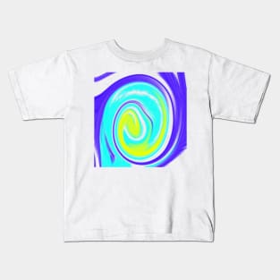 Blue purple green watercolor fluid paint art Kids T-Shirt